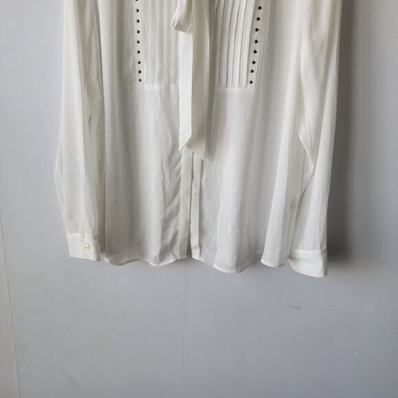 NydJ womens Long-sleeve Pleated Beaded Blouse size XL button up - Picture 4 of 8